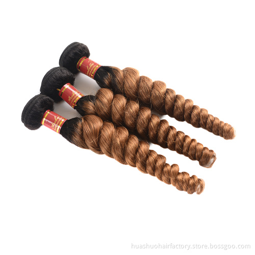 Huashuo Highest Discounts Wholesale 100% Unprocessed Peruvian Virgin 1B/30 Color Double Loose Wave Hair